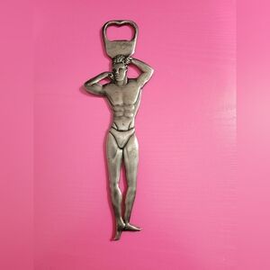Vintage Las Vegas Muscle Man Metal Bottle Opener (0480)